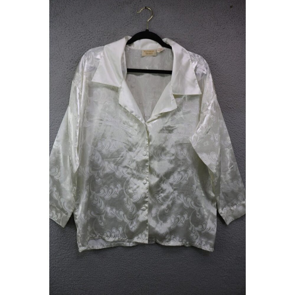 Victoria's Secret Vintage Gold Label Ivory Satin Pajama Top-Size Medium